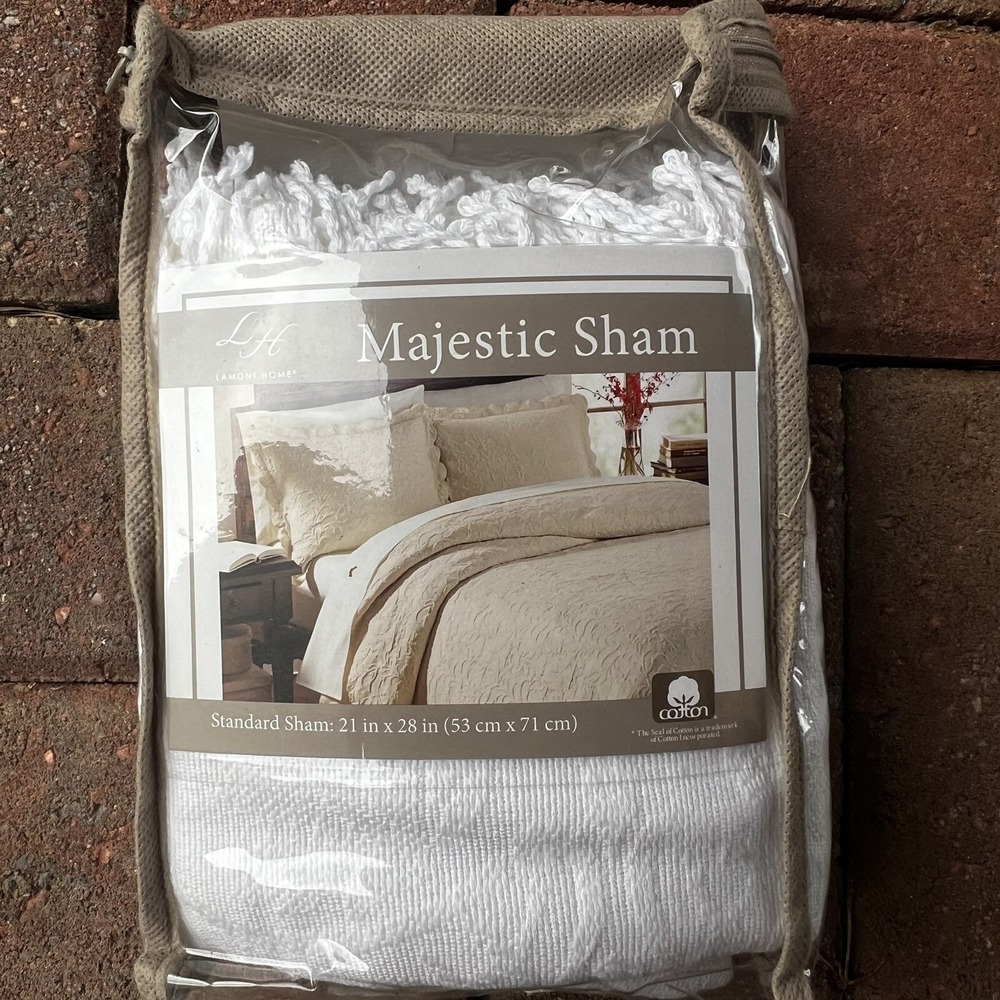 Lamont Home Majestic‎ Matelasse Standard Sham Ecru Cotton Woven Portugal